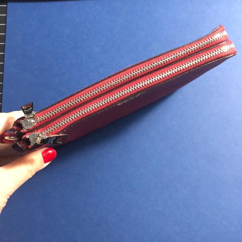 Coach wristlet, red, 5” x 8”